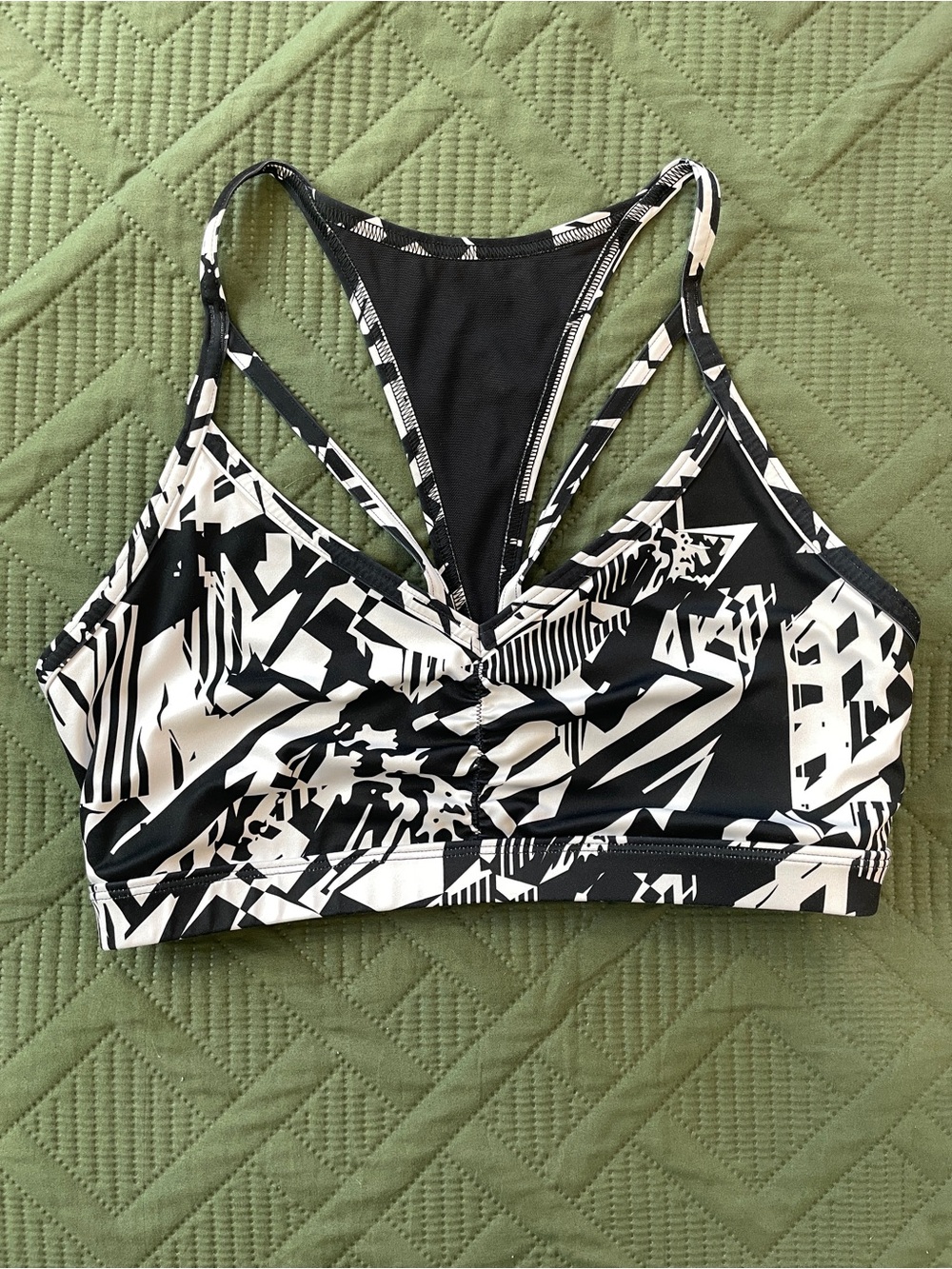 Gymshark Black & White Abstract Strappy Sports Bra